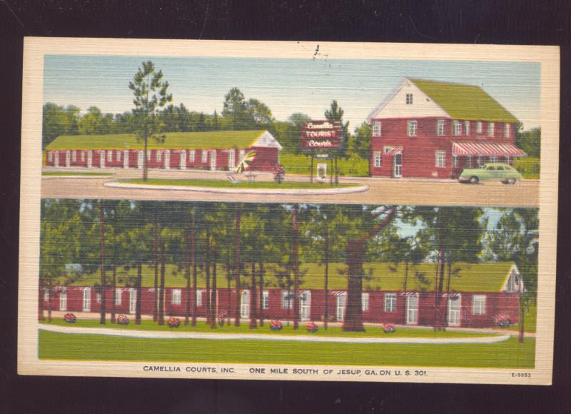 JESUP GEORGIA CAMELIA COURTS MOTEL LINEN VINTAGE ADVERTISING POSTCARD