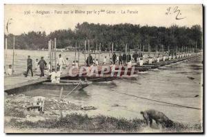 Old Postcard Army Avignon Bridge over the Rhone not the 7th Genie Parade