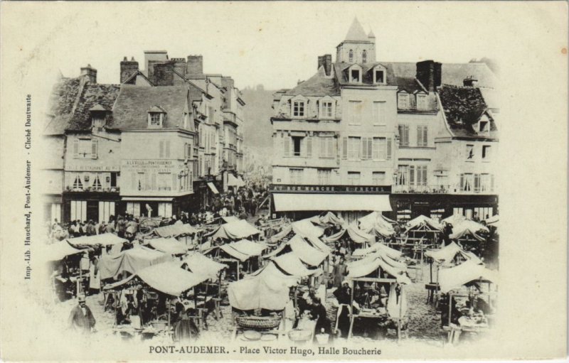 CPA AK PONT-AUDEMER - Place Victor Hugo Halle Boucherie (43295)