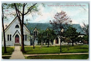 1908 Exterior View Science Hall Gymnasium Building Racine Wisconsin WI Postcard