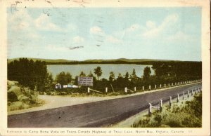 Entrance Camp Bona Vista Trout Lake North Bay Ontario Vintage Postcard F42