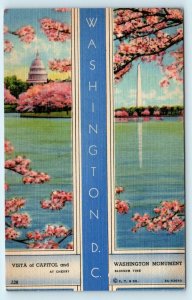 WASHINGTON, DC ~ Views of CAPITOL BUILDING & Washington Monument 1952  Postcard