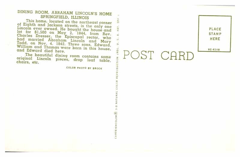 Postcard HOUSE SCENE Springfield Illinois IL AU2970