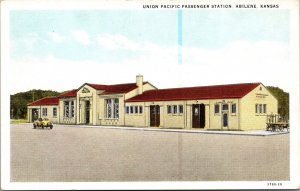 Postcard Union Pacific Passenger Station Railroad Train Depot Abilene, Kansas