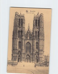 Postcard Eglise Ste Gudule Brussels Belgium