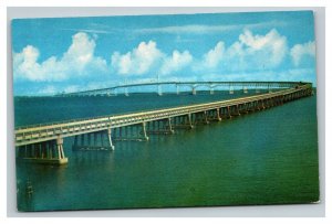 Vintage 1960's Postcard Aerial View of The Chesapeake Bay Bridge Maryland