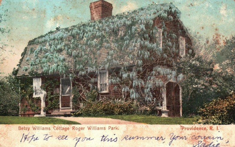 Vintage Postcard 1907 Betsy Williams Cottage Roger Williams Park Providence RI