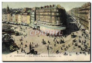 Postcard Old Marseille Quai du Port and Republic Street