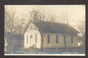 RPPC WAVERLY NEBRASKA LUTHERAN CHURCH BUILDING VINTAGE REAL PHOTO POSTCARD