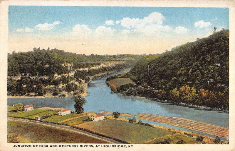 High Bridge Kentucky Junction Of Dick River Birdseye Antique Postcard K13737