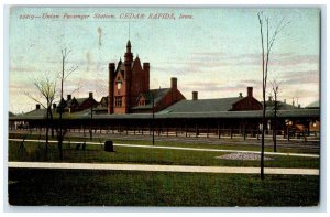 1907 Union Passenger Station Exterior Scene Cedar Rapids Iowa IA Posted Postcard