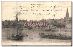 Saint Malo Old Postcard Wearing Maree (boats)