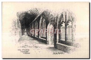 Old Postcard The cathedral cloister Chichester