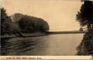 View Along the Little Sioux River, Spencer IA c1908 Vintage Postcard A45