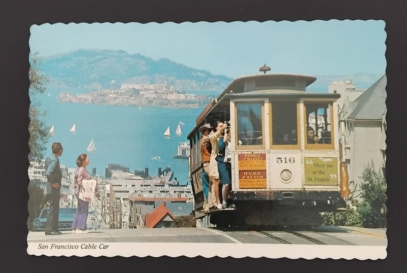 SAN FRANCISCO CABLE CAR vintage colour postcard