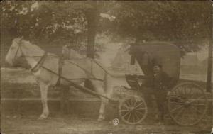 Oldest One Horse Carriage in America JW Baldwin Petersham MA 1912 RPPC