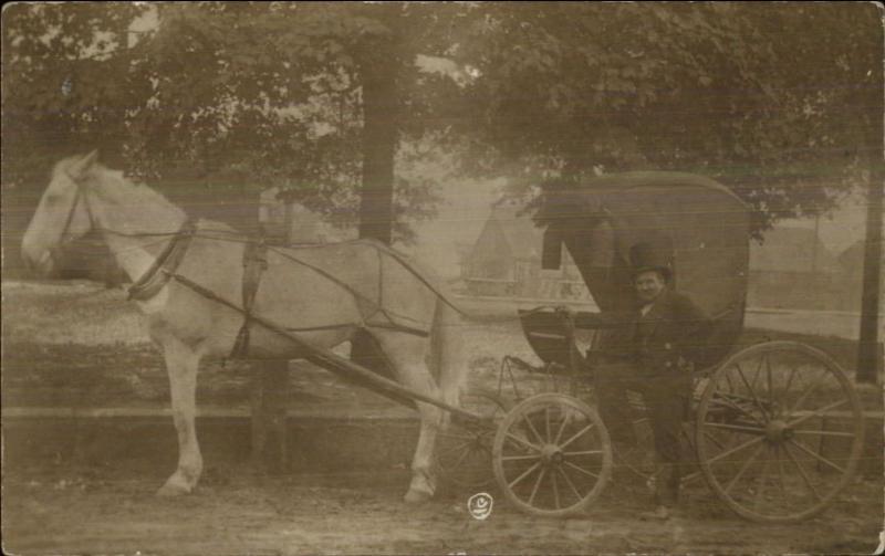 Oldest One Horse Carriage in America JW Baldwin Petersham MA 1912 RPPC