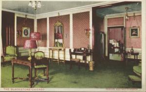 The Blackstone Chicago IL Illinois Parlor & Bed Chamber Vintage Postcard E3