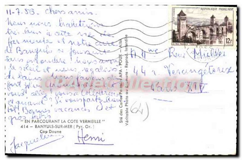 Old Postcard Traveling In the Cote Vermeille Banyuls sur Mer Pyrenees Gold Ca...