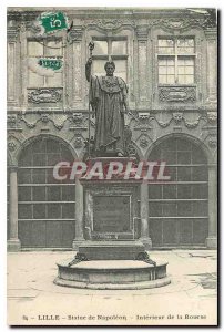 Postcard Old Lille Statue of Napoleon Interior of the Stock Exchange