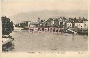 Old Postcard Grenoble view from the bridge of Esplanade