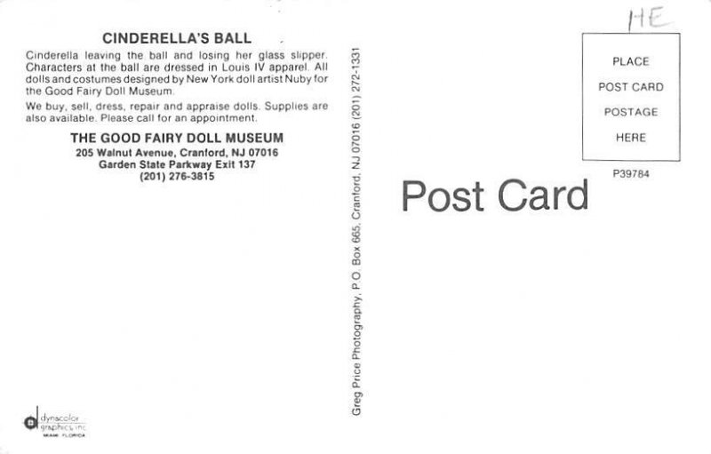 Cinderella's Ball Good Fairy Doll Museum, Cranford, New Jersey, USA Unused 