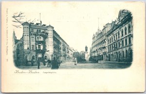 Baden-Baden Leopoldsplatz Germany Hotel Victoria Street View Postcard