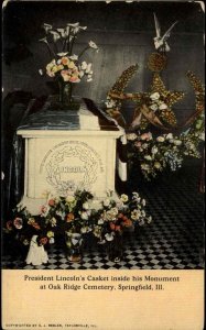 Springfield IL Oak Ridge Cemetery President Abe Abraham Lincoln Casket c1910