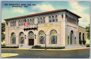 Springfield Ohio 1940s Postcard Springfield News And Sun Newspaper Flag