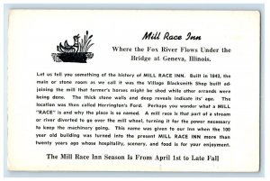 Mill Race Inn Fox River Flows Under Bridge Geneva Illinois IL Unposted Postcard 