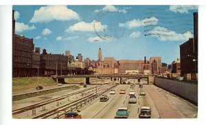 IL - Chicago. New Congress Street Expressway looking East ca 1955