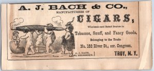 1873 A. J. Back & Co Cigars, Tobaccos, Snuff Troy, NY Engraved Print Ad &C