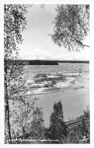 RPPC MT. McKINLEY FROM ALASKA RAILROAD REAL PHOTO POSTCARD (c. 1940s)