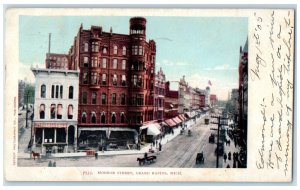 View Of Monroe Street Grand Rapids Michigan MI, Store Shops Scene Postcard