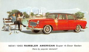 1960 RAMBLER AMERICAN Super 4-Door Sedan Classic Car Ad Vintage Postcard