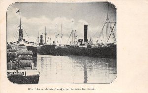 J38/ Galveston Texas Postcard c1910 Wharf Scene Steamers Ships 84