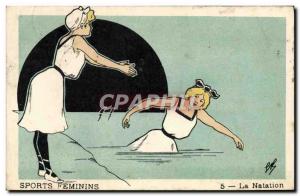 Old Postcard The feminine sports Swimming