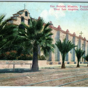 c1920s Near Los Angeles, CA San Gabriel Mission Church Litho Postcard 1771 A22