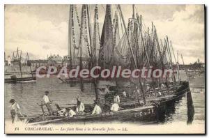 Old Postcard Concarneau Filets Bleus A New Jetee