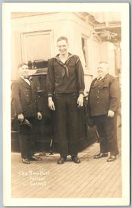 SMALLEST TALLEST FATTEST U.S.S. BIRMINGHAM 1918 ANTIQUE REAL PHOTO POSTCARD RPPC