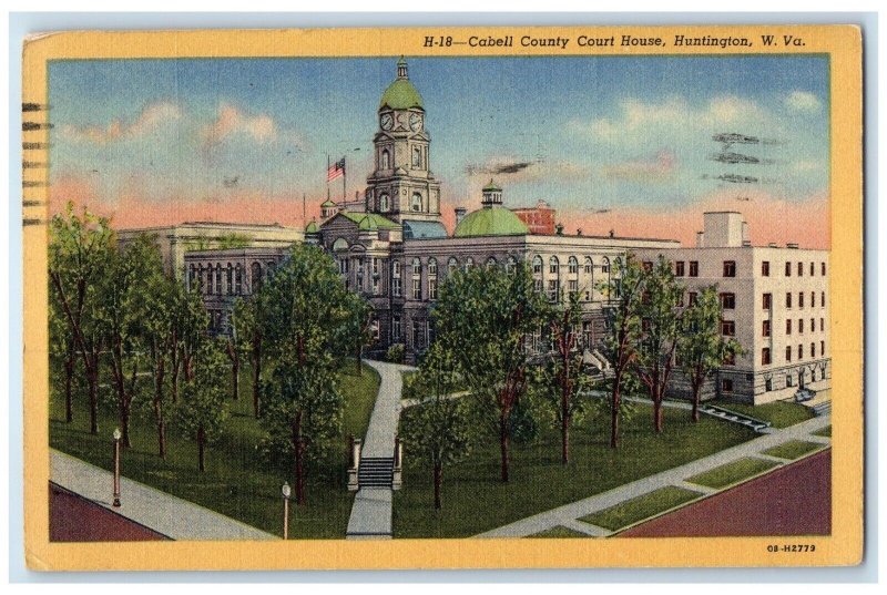 1950 Birds Eye View Cabell County Court House Huntington West Virginia Postcard