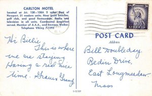 NEWPORT, RI Rhode Island  CARLTON MOTEL  Roadside  1967 Chrome Postcard