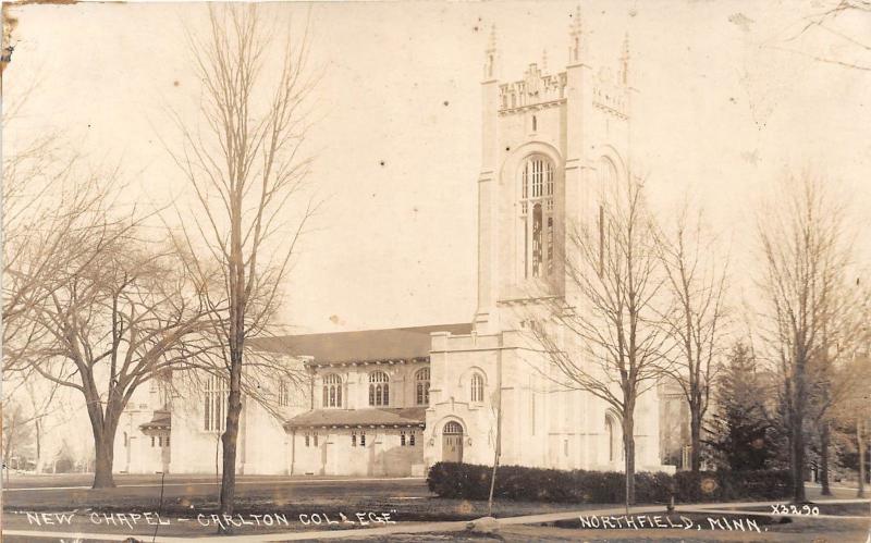 D46/ Northfield Minnesota Mn RPPC Postcard c1920s New Chapel Carlton College