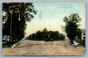 SPRINGFIELD MA X CORNER SUMMER & BELMONT AVENUES ANTIQUE POSTCARD