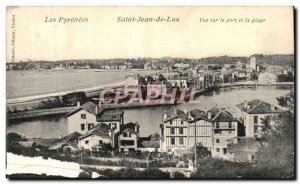 Old Postcard St Jean de Luz pyrenees view of the harbor and the beach