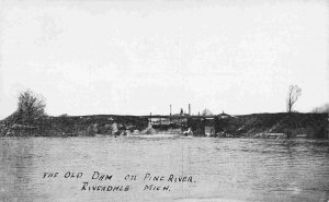 The Old Dam Pine River Riverdale Michigan 1910c postcard