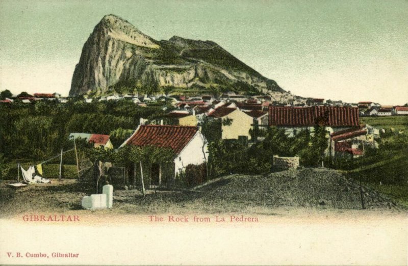 Gibraltar The Rock from La Pedrera 1899 V.B. Cumbo Postcard