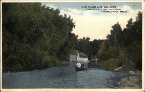 Charlevoix Michigan MI Chicago Club Grounds Old River Vintage Postcard