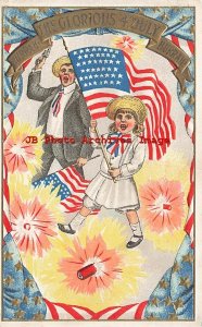 July 4th, Selmar Bayer No 258, Children with Flag & Firecrackers