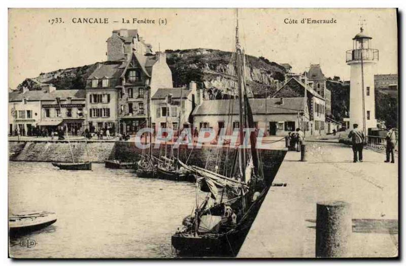 Old Postcard Cancale Boat Lighthouse Window